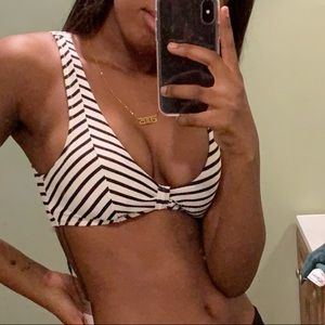 Black and white striped bikini